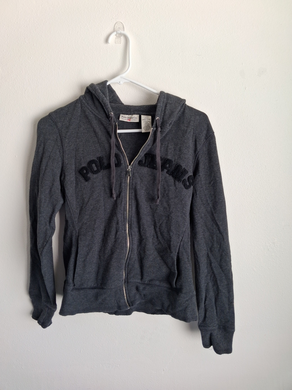 Vintage Polo Ralph Lauren Womens Zip Up Sweatshirt Grey Medium